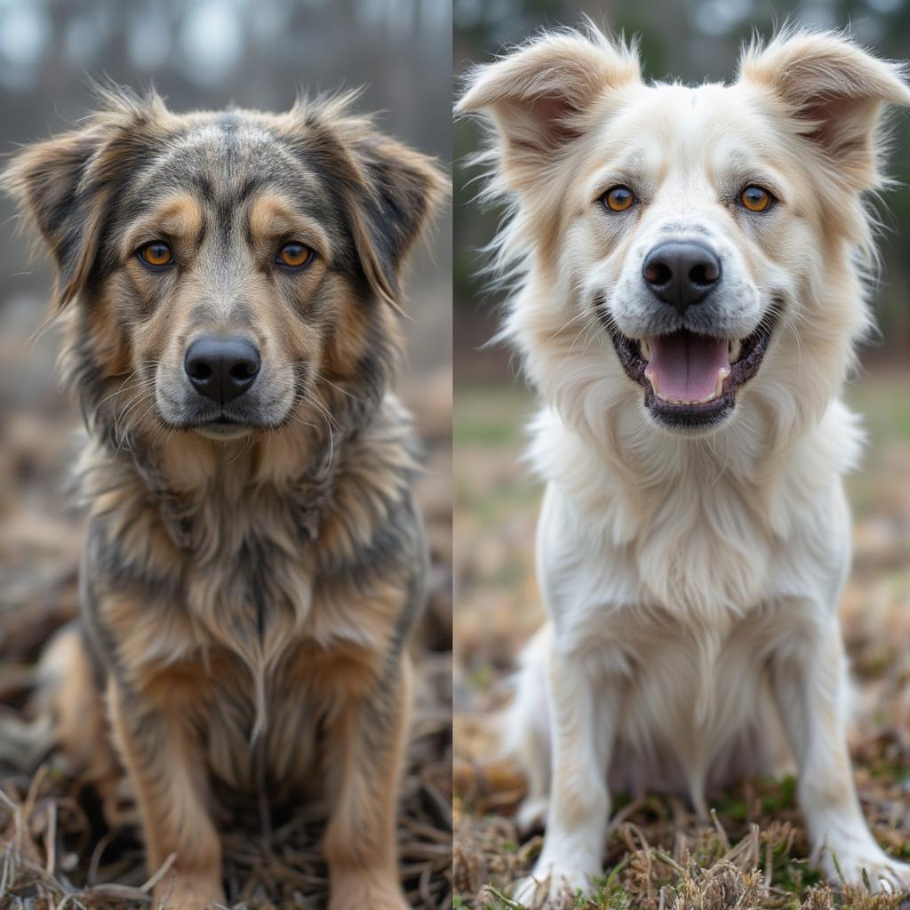 Rescue dog before and after transformation