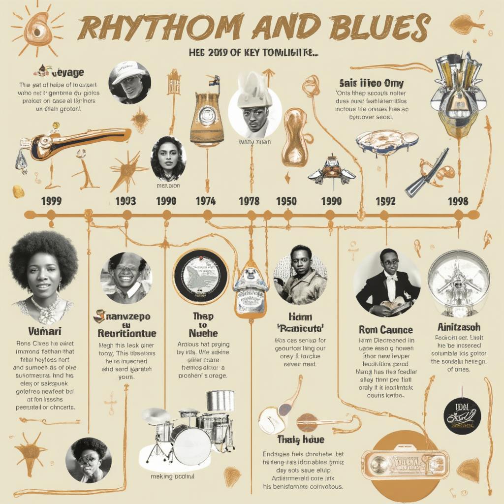 an illustration of the history of rhythm and blues music through a timeline