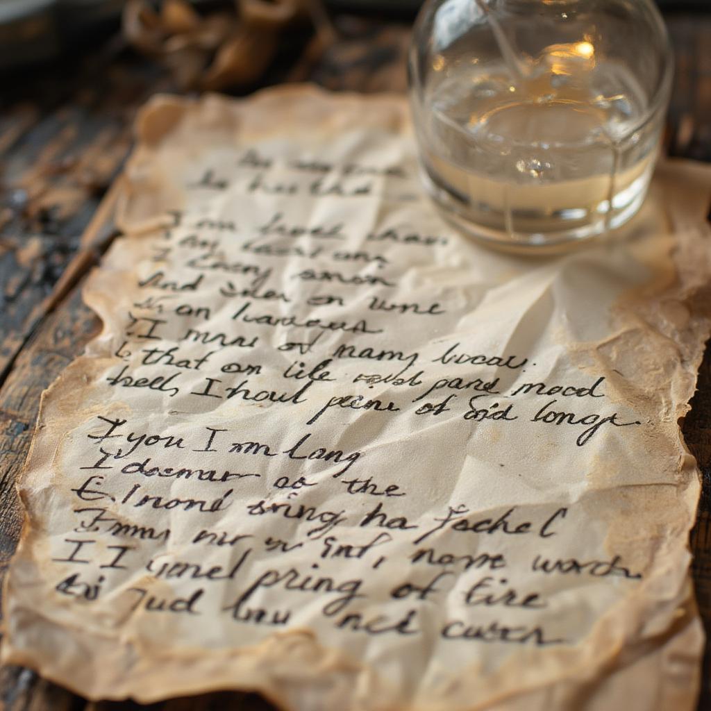 Handwritten Ring of Fire Lyrics by June Carter Cash