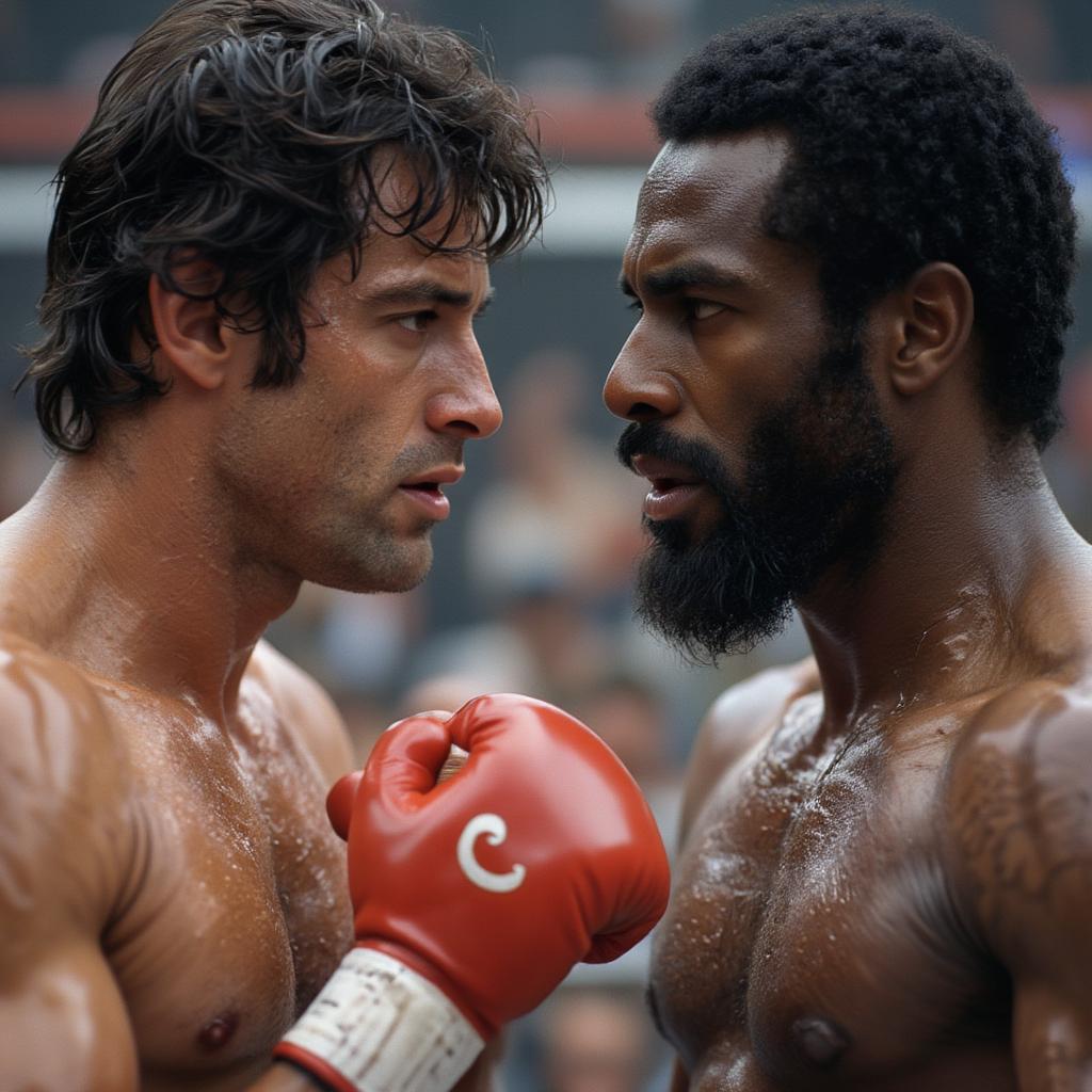 Rocky and Clubber Lang in an Intense Staredown