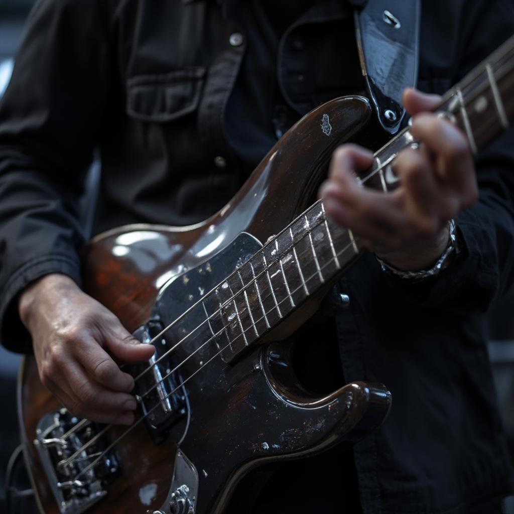 sami yaffa performing on bass close up with details