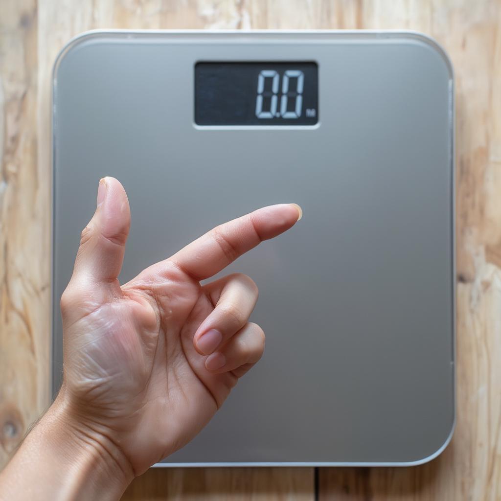 A scale that shows a small weight loss as a step in the right direction