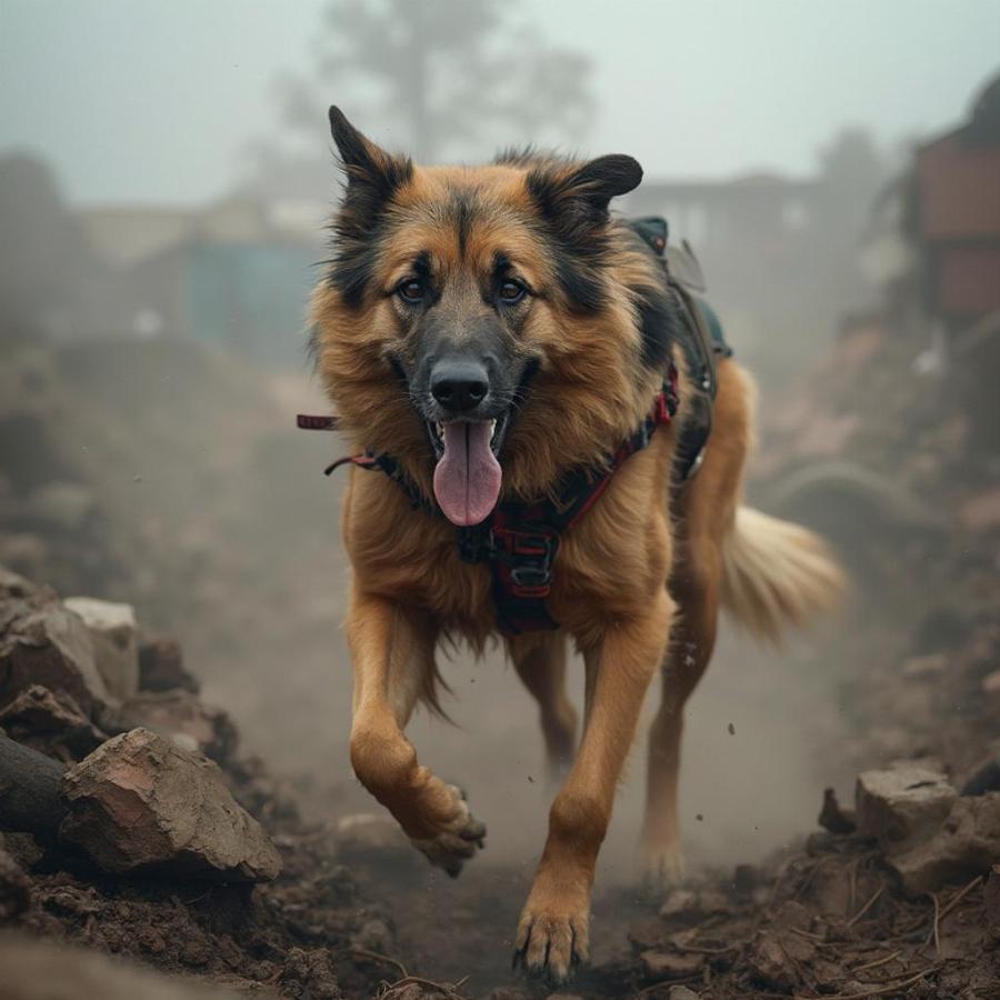 Search and Rescue dog in action