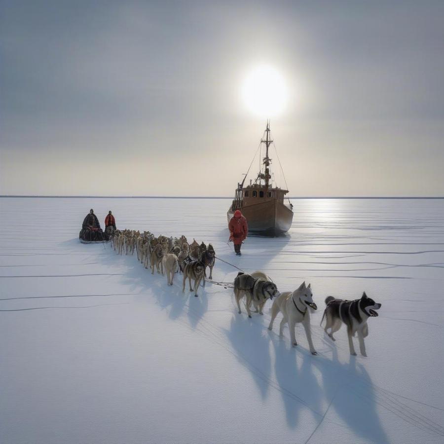 Seppala and Togo Braving Norton Sound