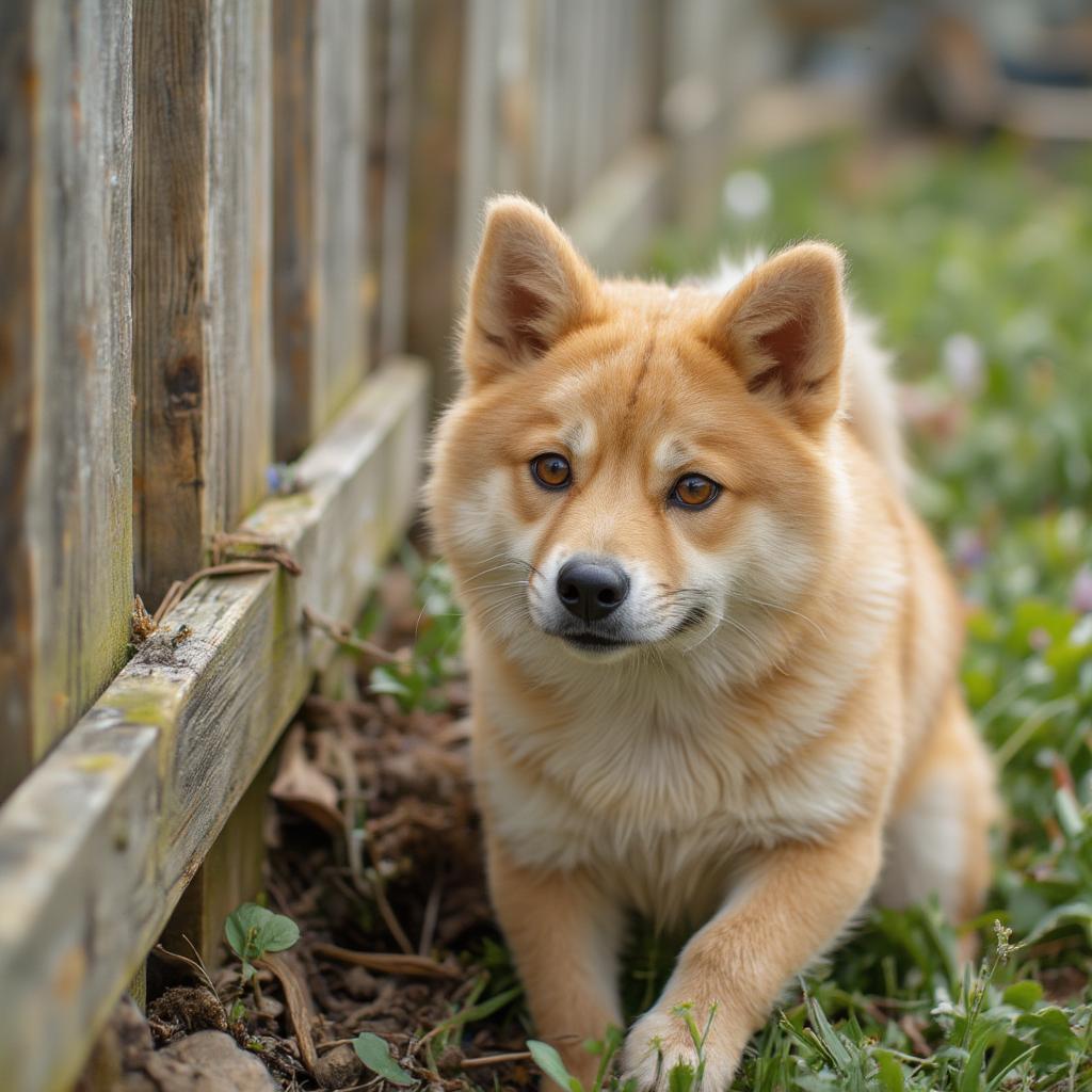 Mischievous Shiba Inu Plots Escape from Backyard