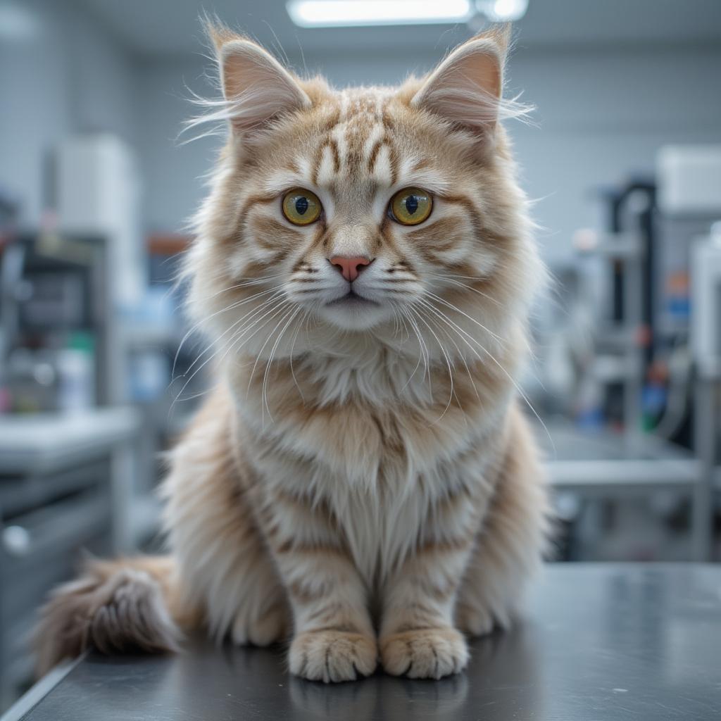 Siberian Cat Undergoing a Veterinary Checkup