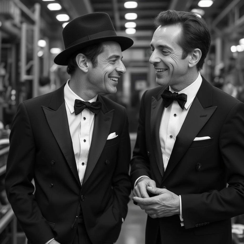 Frank Sinatra and Fred Astaire Sharing a Laugh Backstage