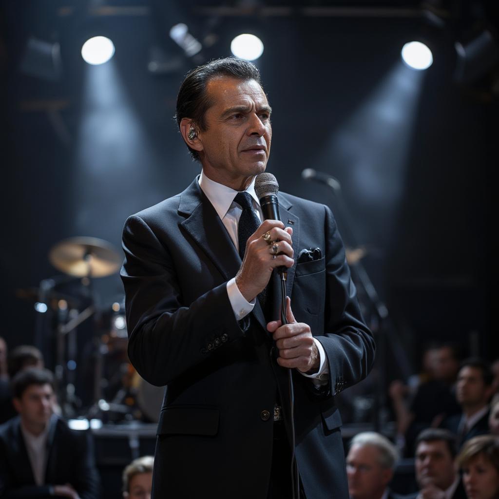 Frank Sinatra performing on stage at a concert