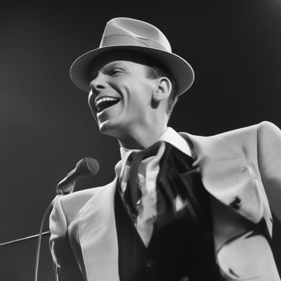 Frank Sinatra performing on stage:  A captivating moment of musical brilliance.