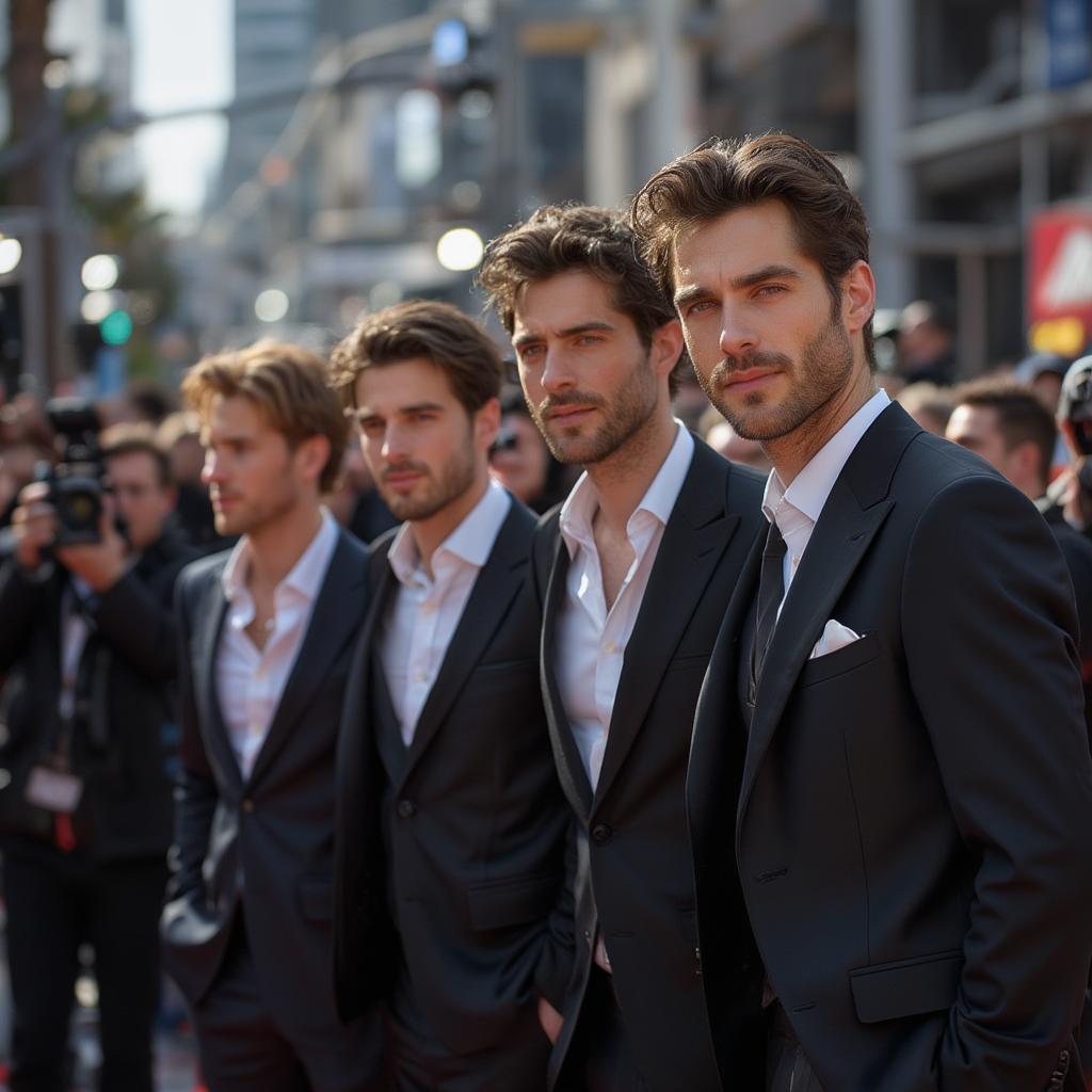 Single Male Celebrities on the Red Carpet at a Hollywood Premiere