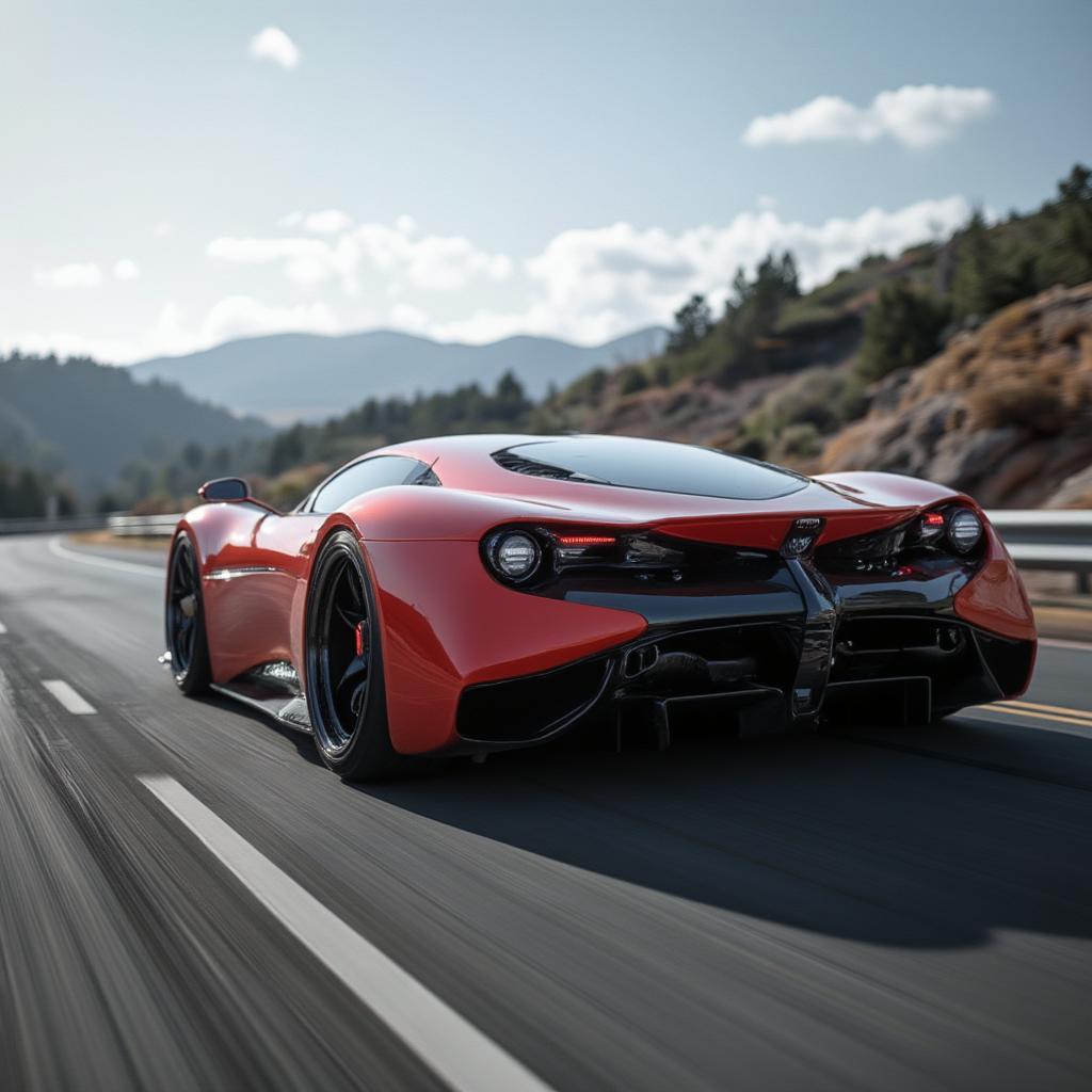 sleek red sports car on the road