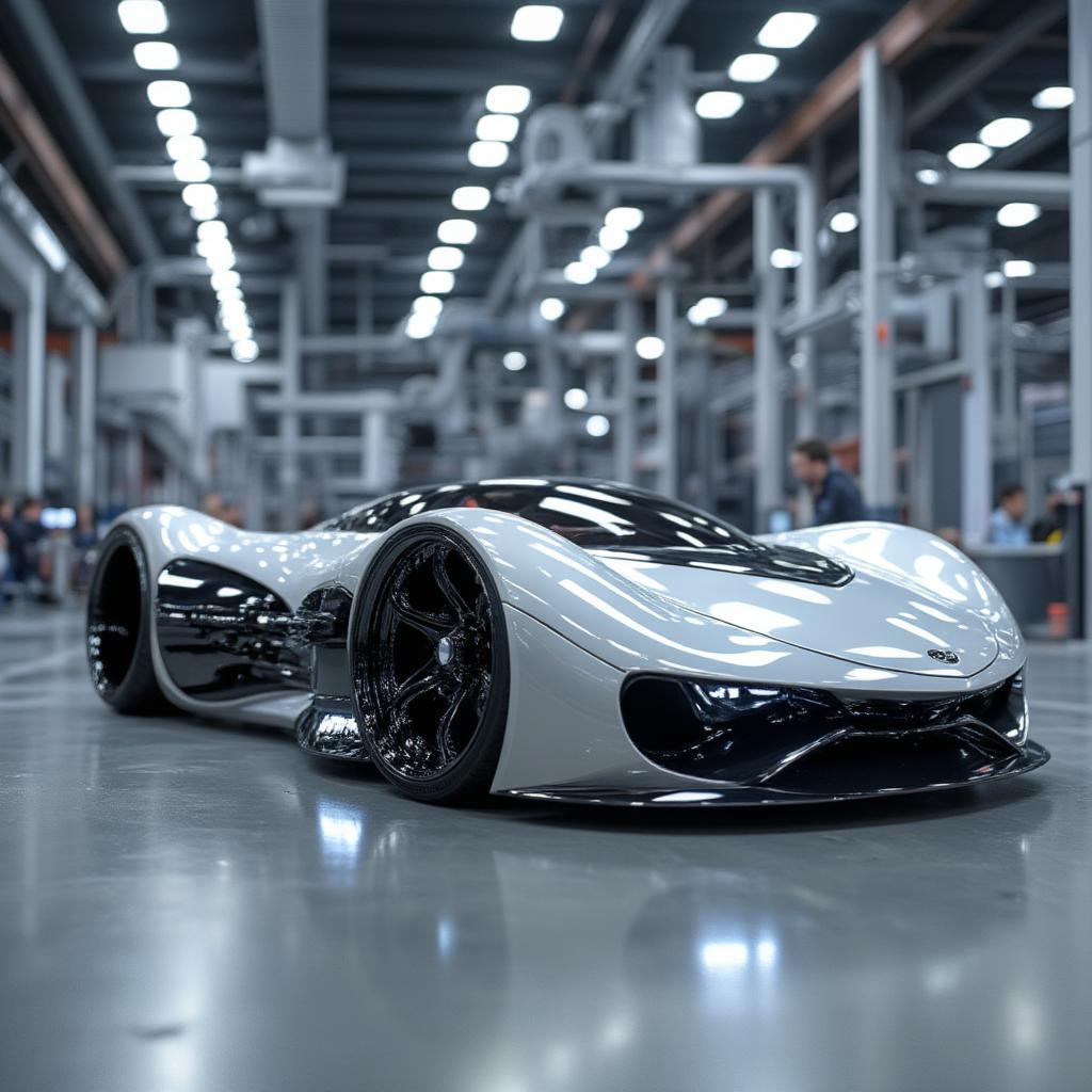 Sleek Silver Concept Car with Gullwing Doors