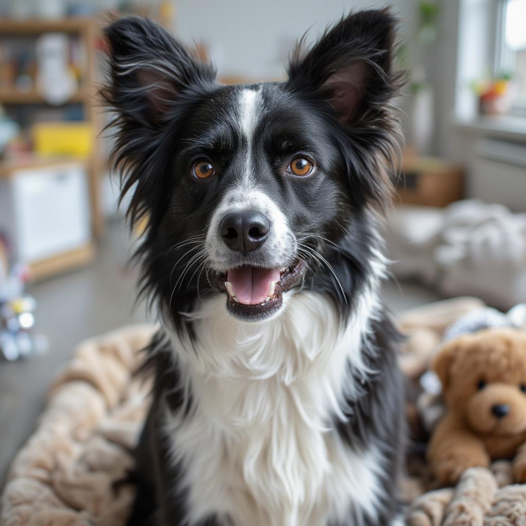 Portrait of a Happy Dog at Battersea Shelter