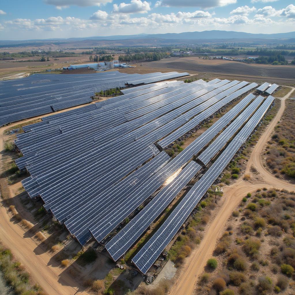 Large-Scale Solar Farm Aerial View