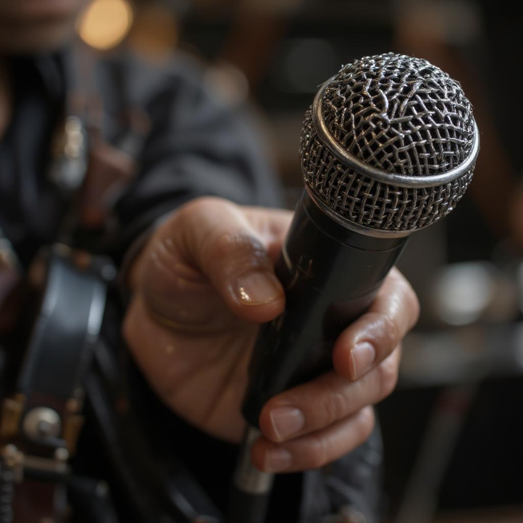 Vintage Microphone Capturing Soulful Singer