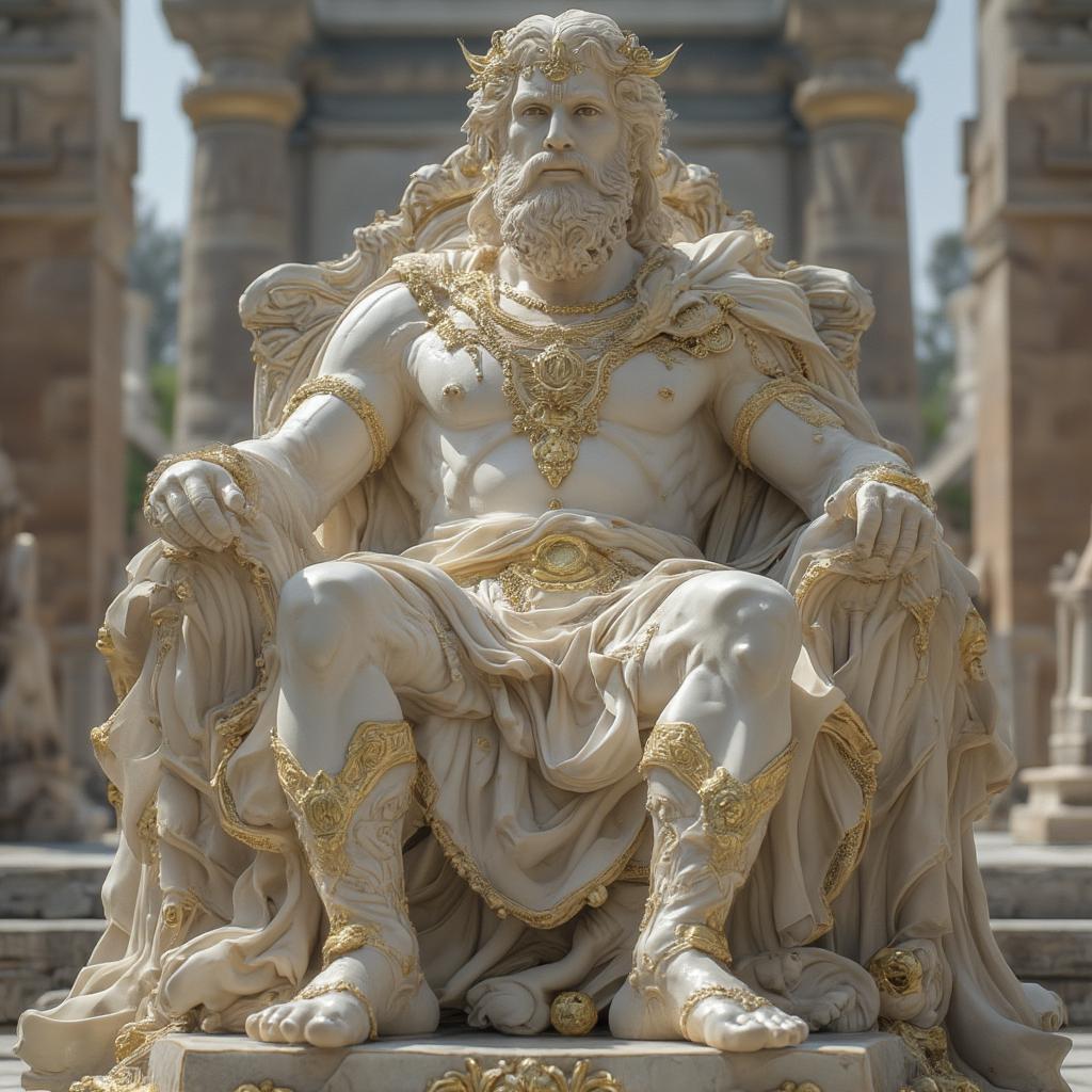 Reconstruction of the Statue of Zeus at Olympia, showcasing its grandeur.