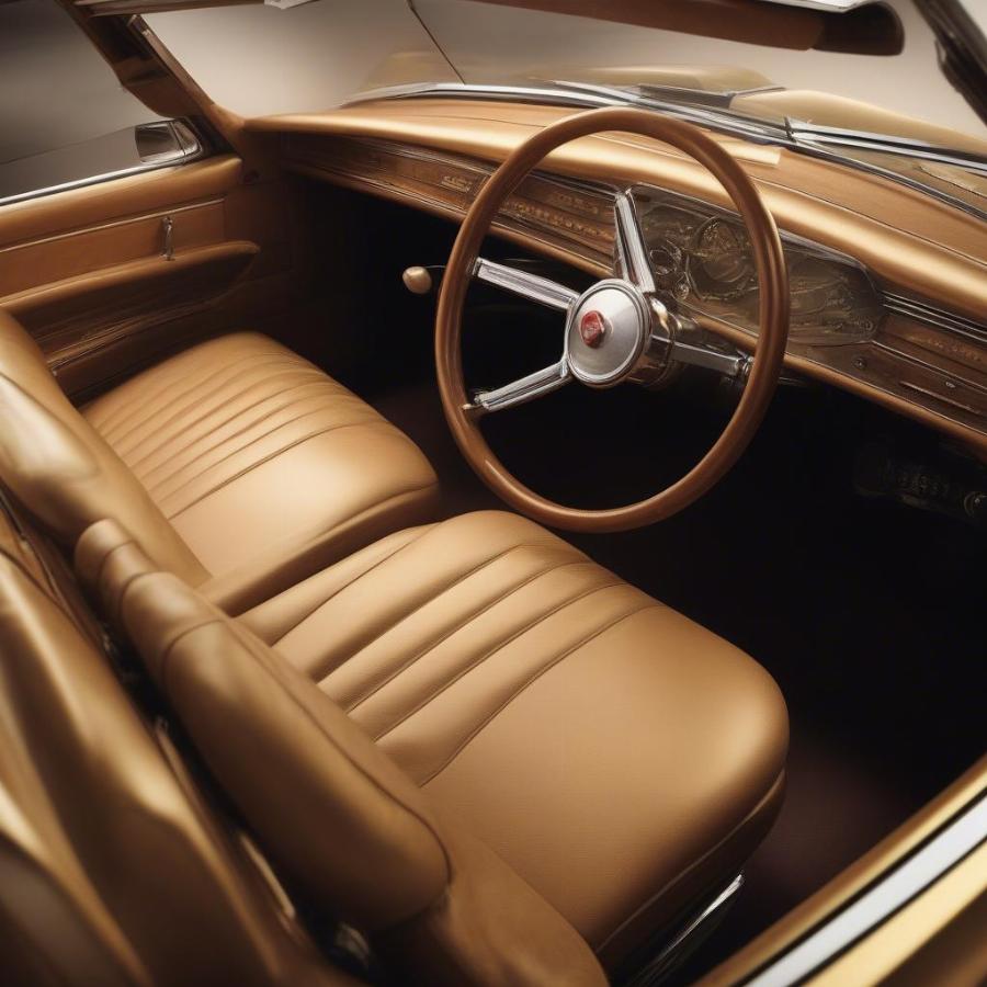 Interior view of the Studebaker Golden Hawk's dashboard and gauges