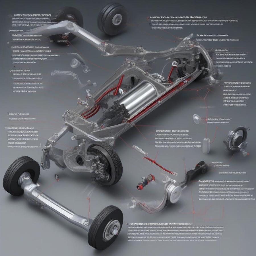 Detailed view of a modern car suspension system