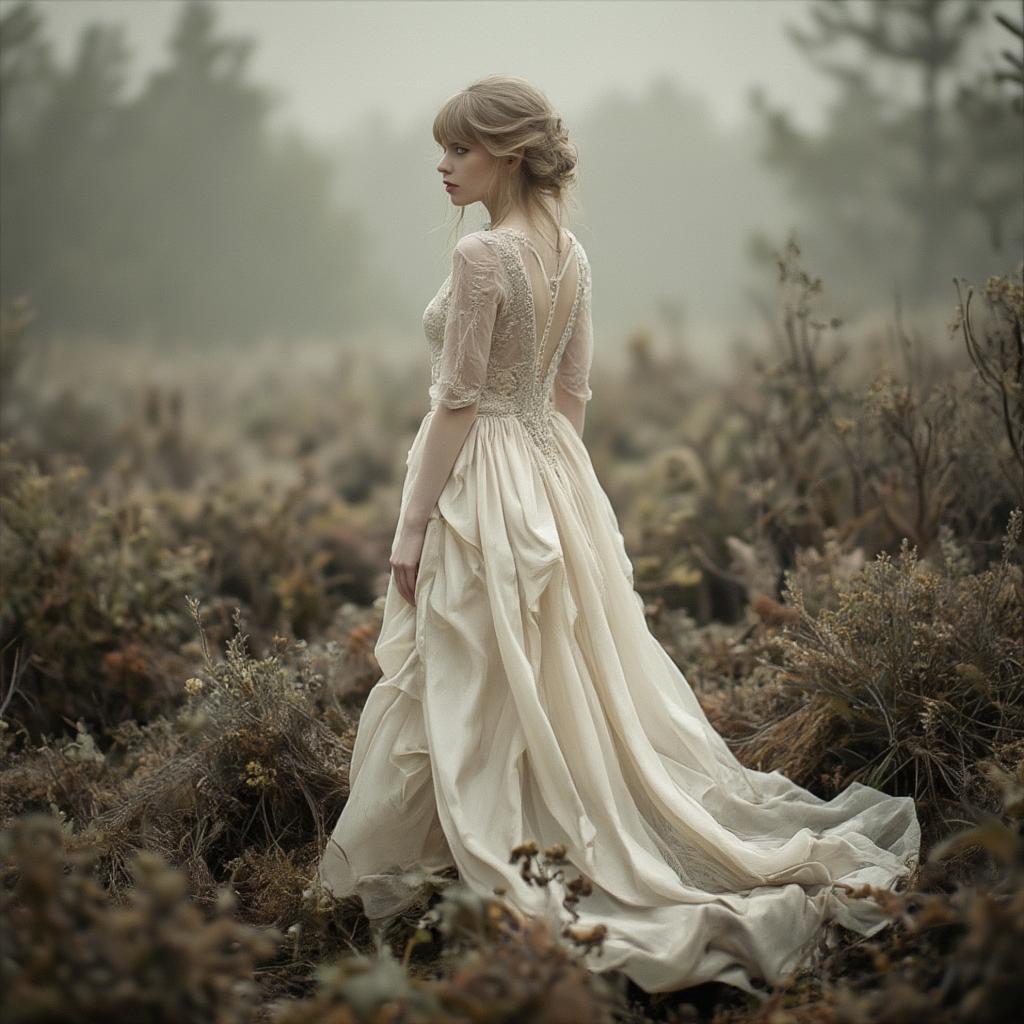 Taylor Swift Folklore album cover showing the singer in a mystical, nature-inspired setting