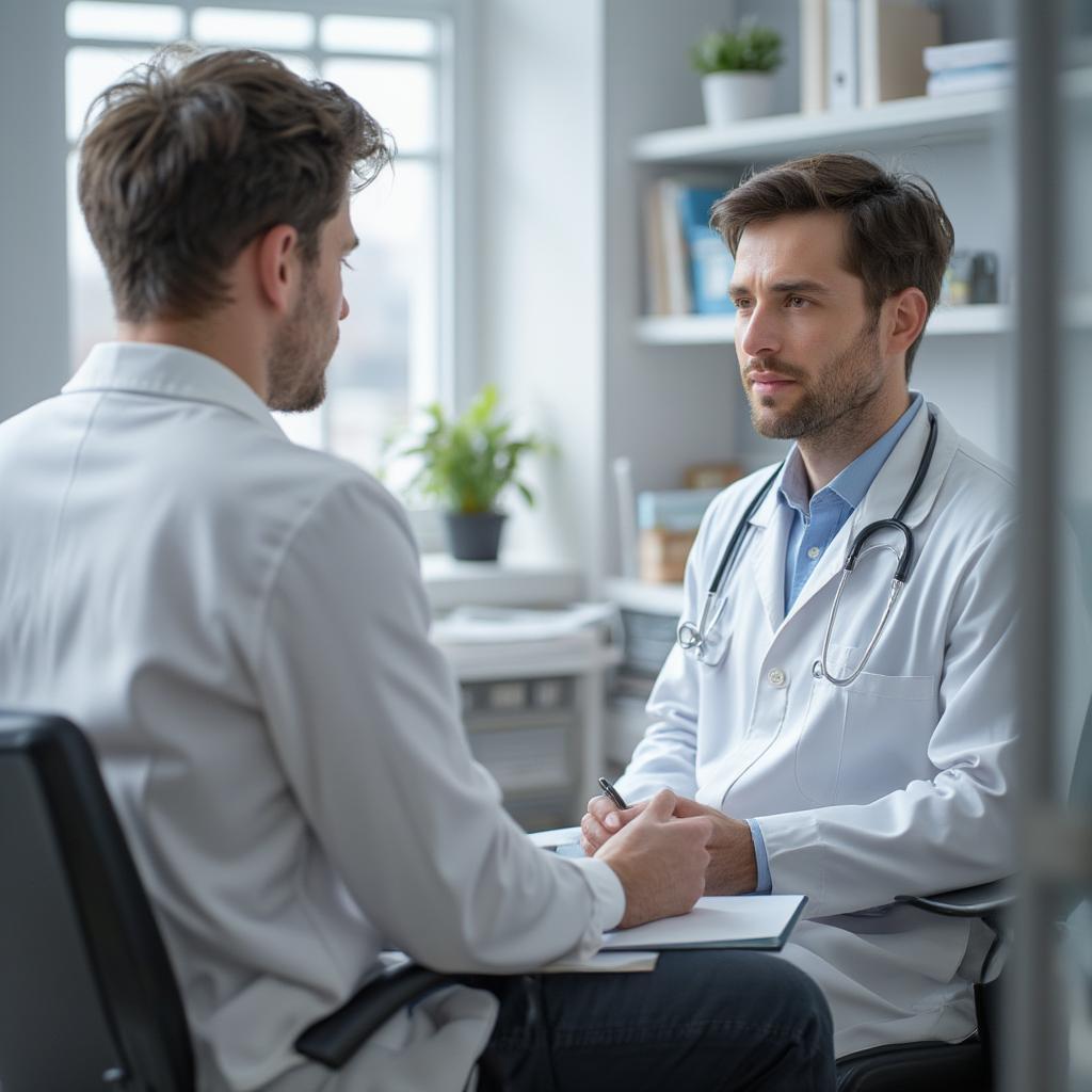 Doctor consulting with a patient at a TC Men's clinic