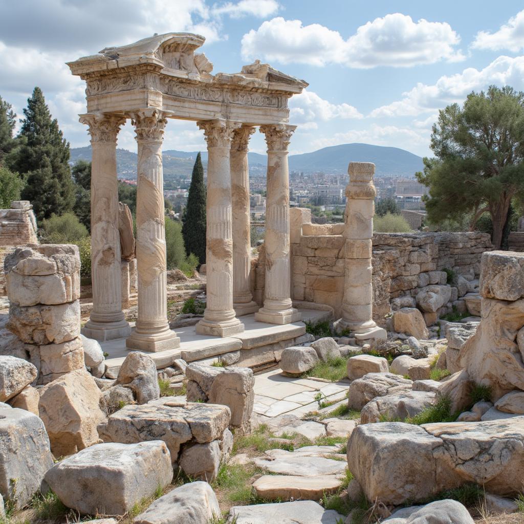 Ruins of the Temple of Artemis at Ephesus at an archaeological site