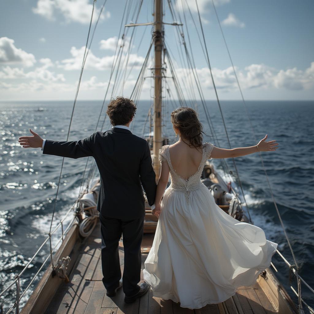 Titanic - Jack and Rose on the Bow of the Ship