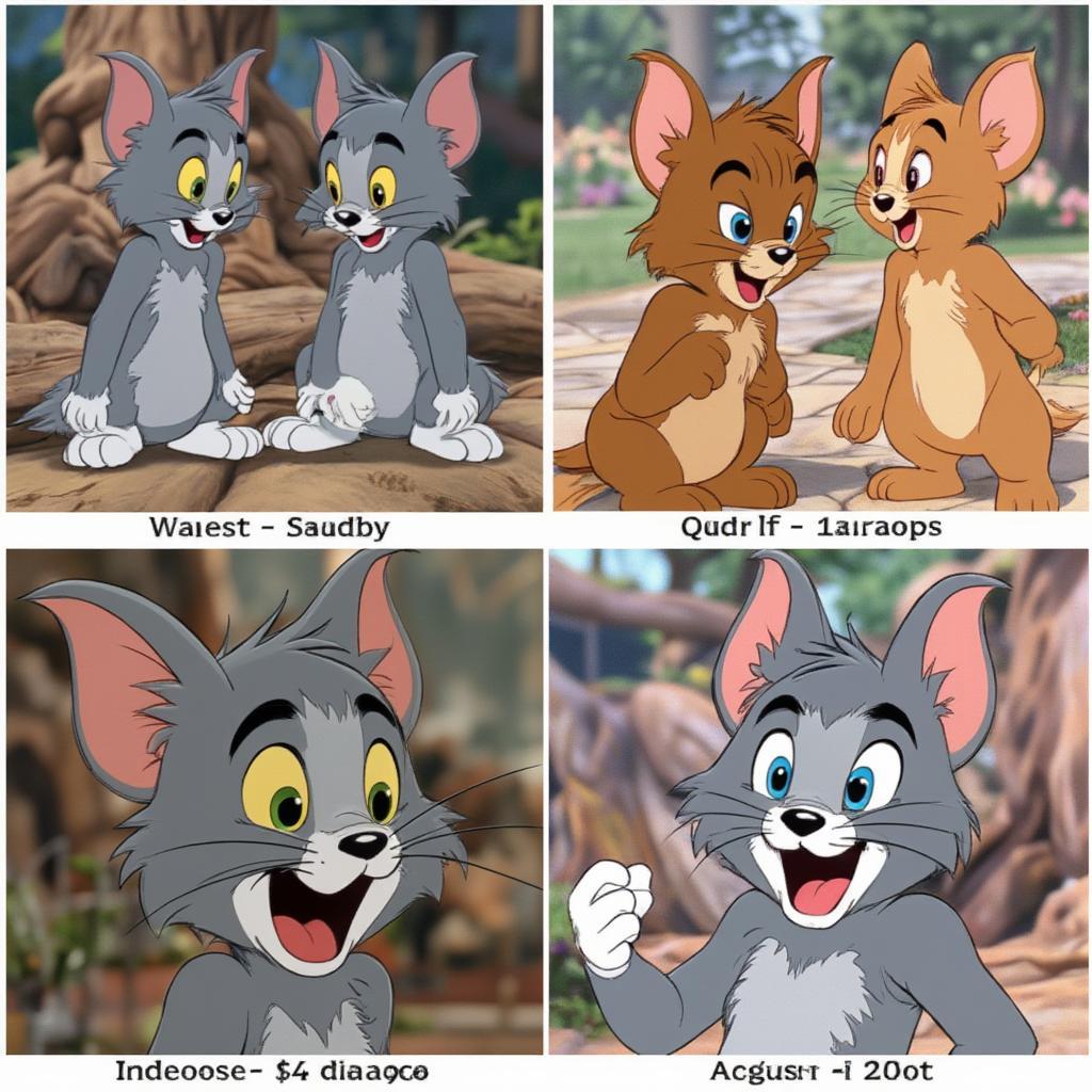 Tom and Jerry's evolution throughout different eras and animation styles.