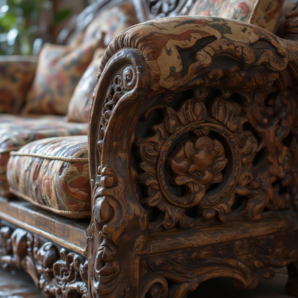 Traditional Bharat Sofa with Intricate Carvings