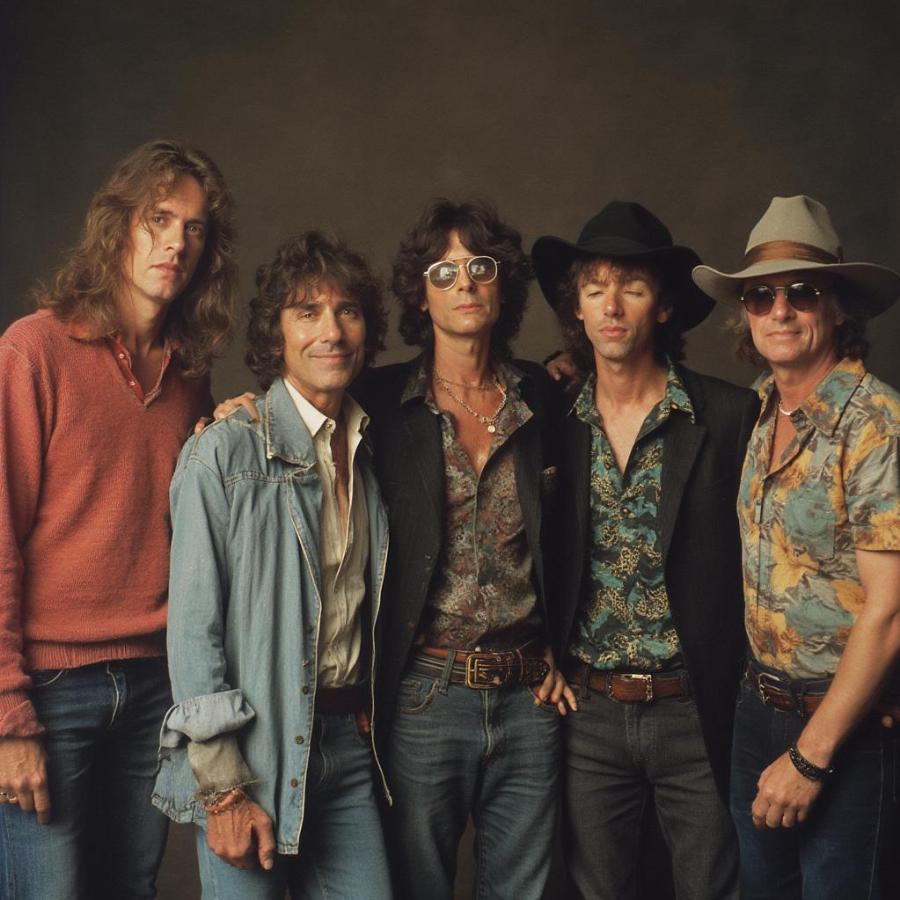 The Traveling Wilburys band photo from the late 1980s