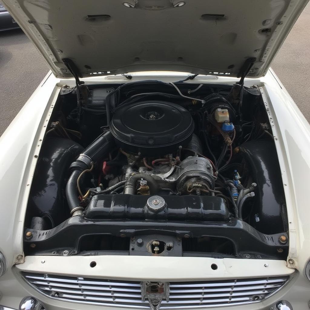 Clean and Restored Engine Bay of a Triumph Herald Convertible