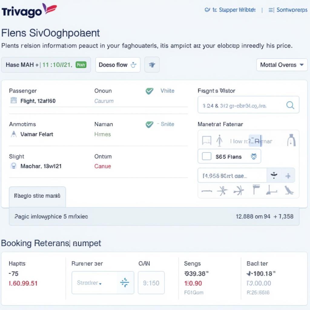 Trivago flight booking confirmation page with details