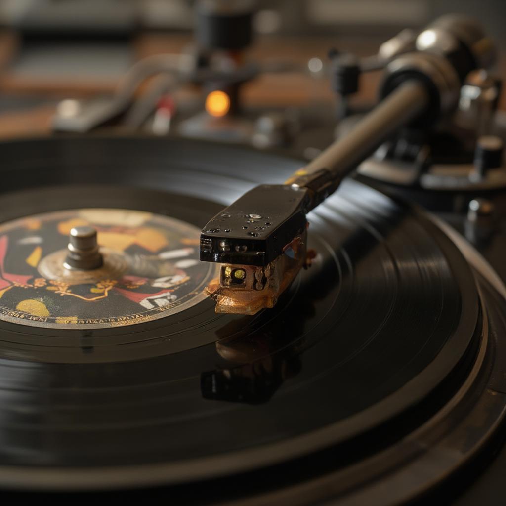 a-record-spinning-on-turntable