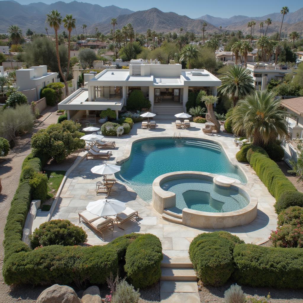 Twin Palms Estate Aerial View: Sinatra's Desert Oasis