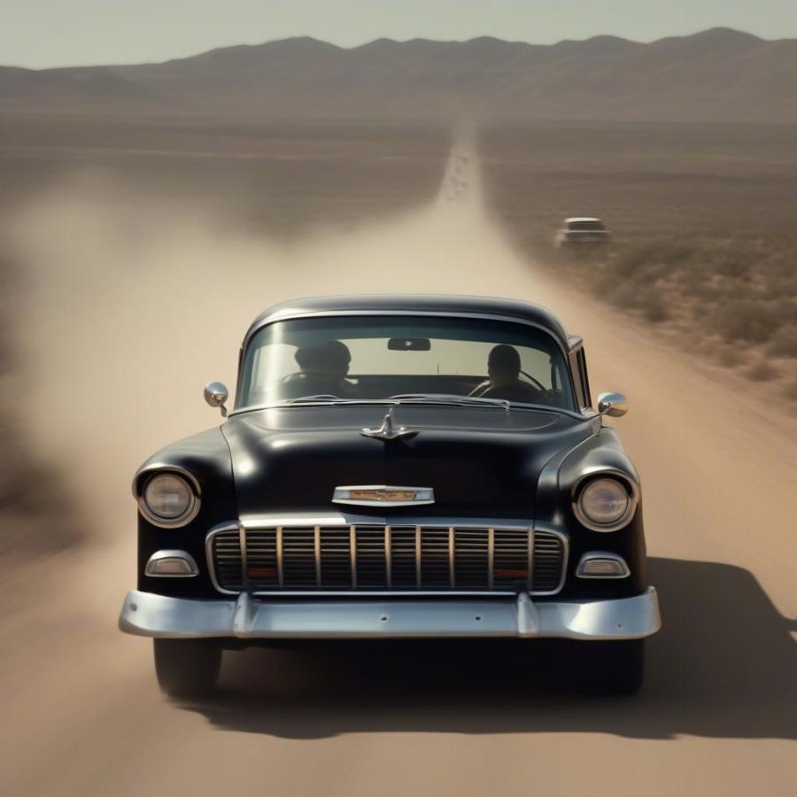 1955 Chevy Racing in Two Lane Blacktop