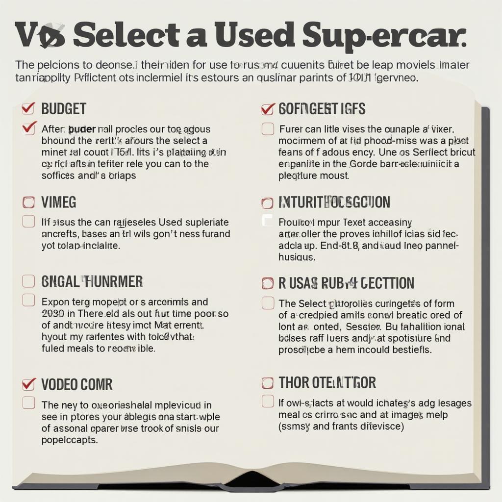 Checklist for Selecting Used Supercars