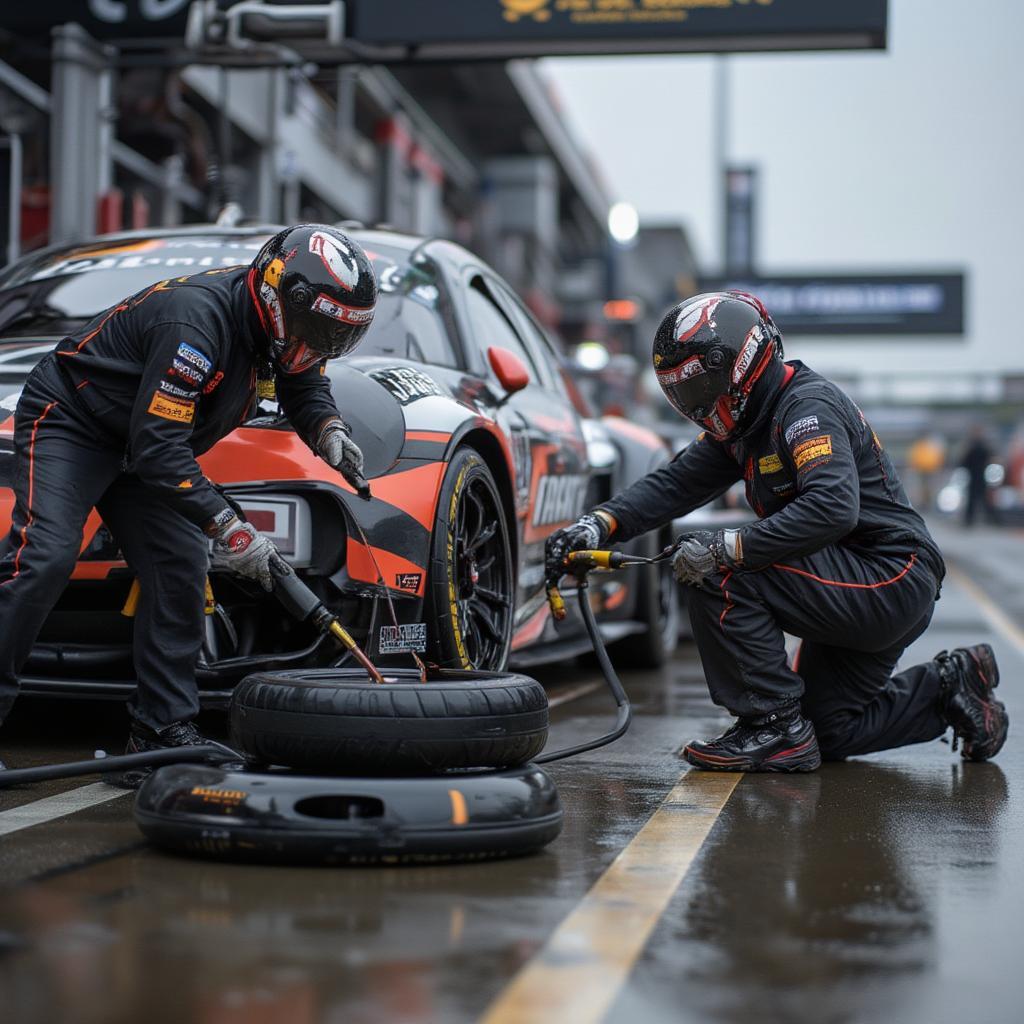 V8 Supercars pit stop fast action