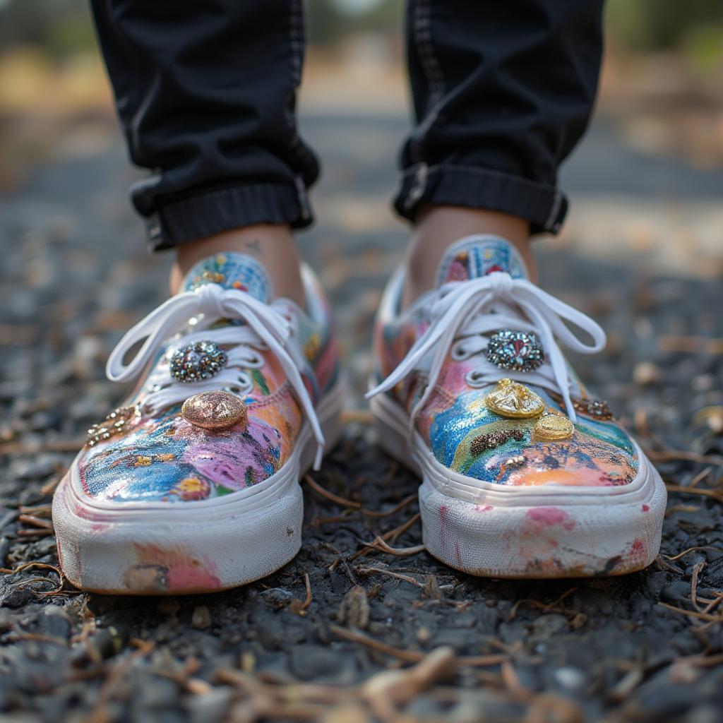 customized vans shoes displaying creative art