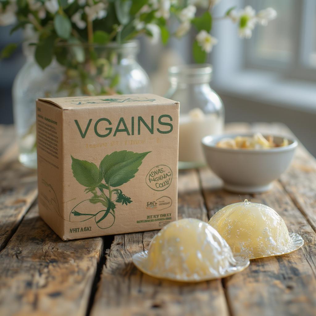 Vegan-friendly condoms placed on a rustic wooden table, showcasing their natural and sustainable materials.