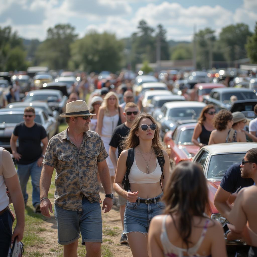 vintage car show crowd enjoying the day