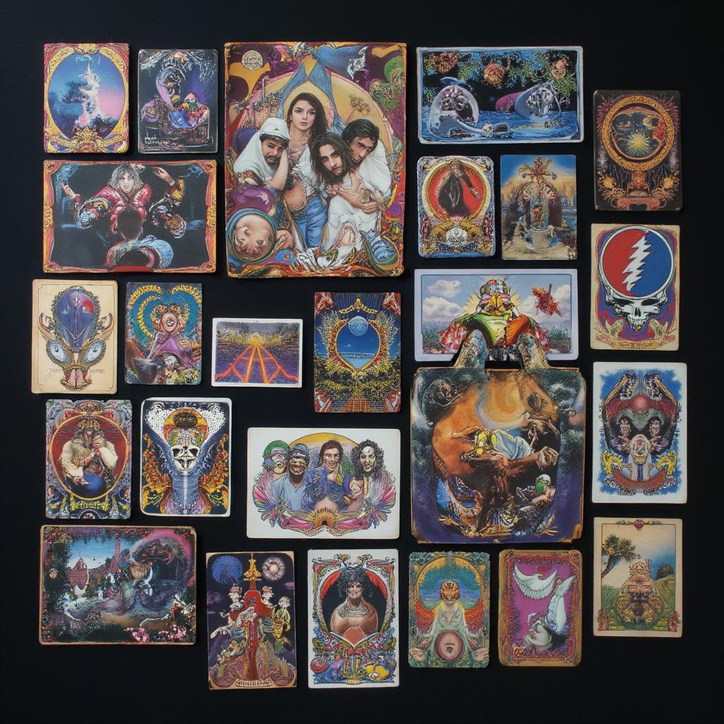 Vintage Grateful Dead Postcard Collection Featuring Hanging Songs Imagery