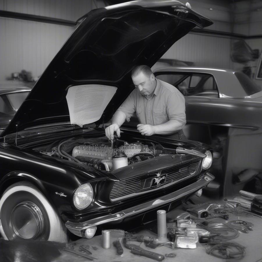 Vintage Mustang Engine Inspection