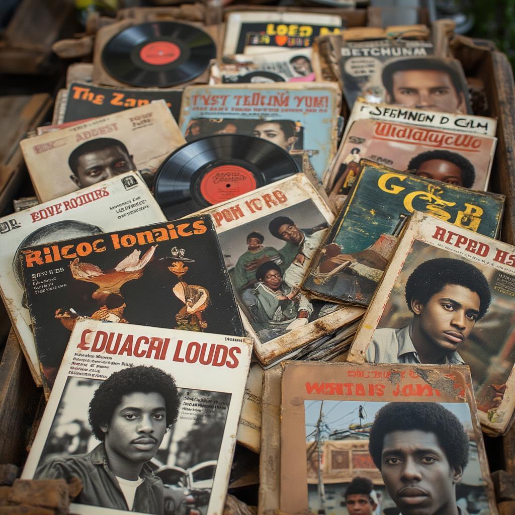 vintage record collection of rhythm and blues