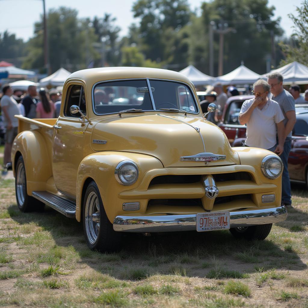 Classic truck for sale at an outdoor market