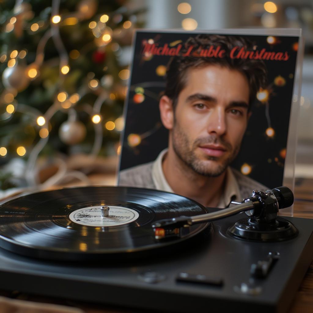 Vinyl player christmas album