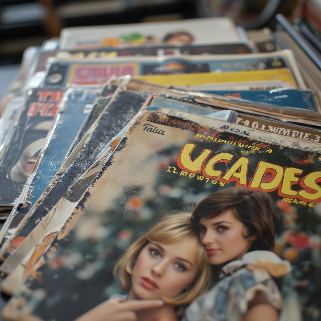 stack of vinyl records from the 1950s and 1960s