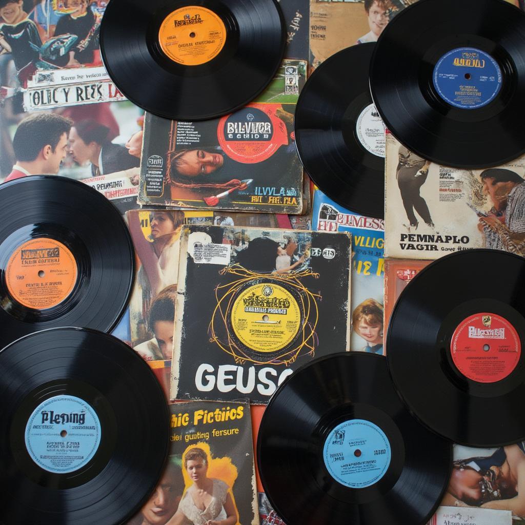 Vintage Vinyl Records Collection Displaying Musical Treasures