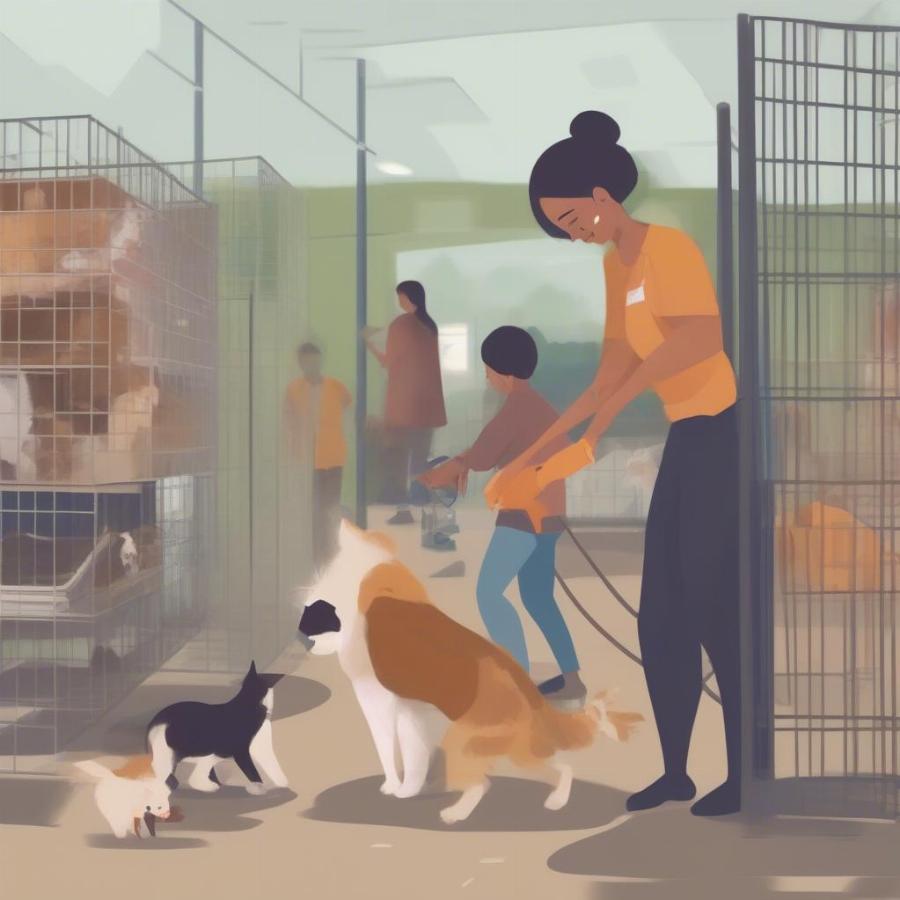 Volunteers Helping at an Animal Shelter