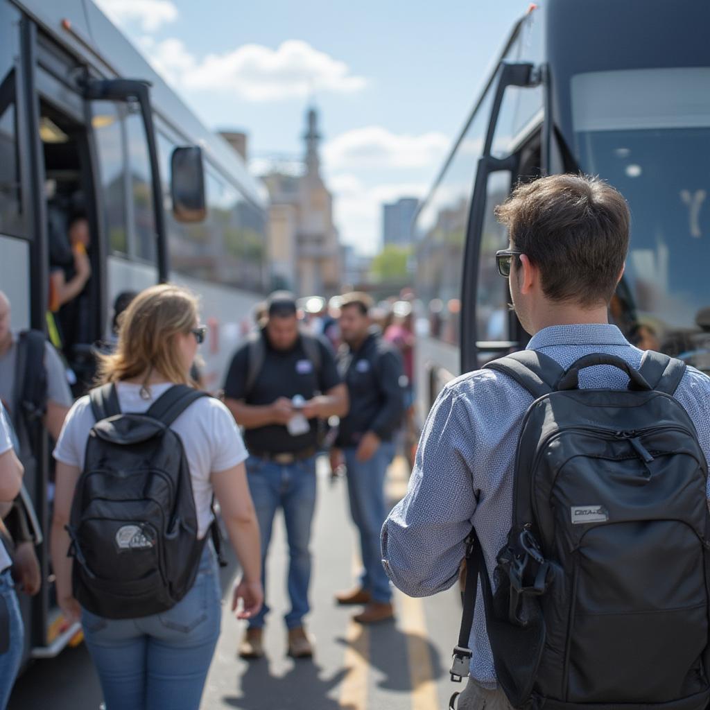 passengers boarding vrl bus