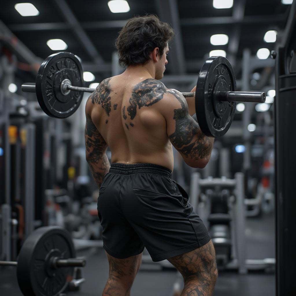 Weight Lifting Session In A Modern Gym