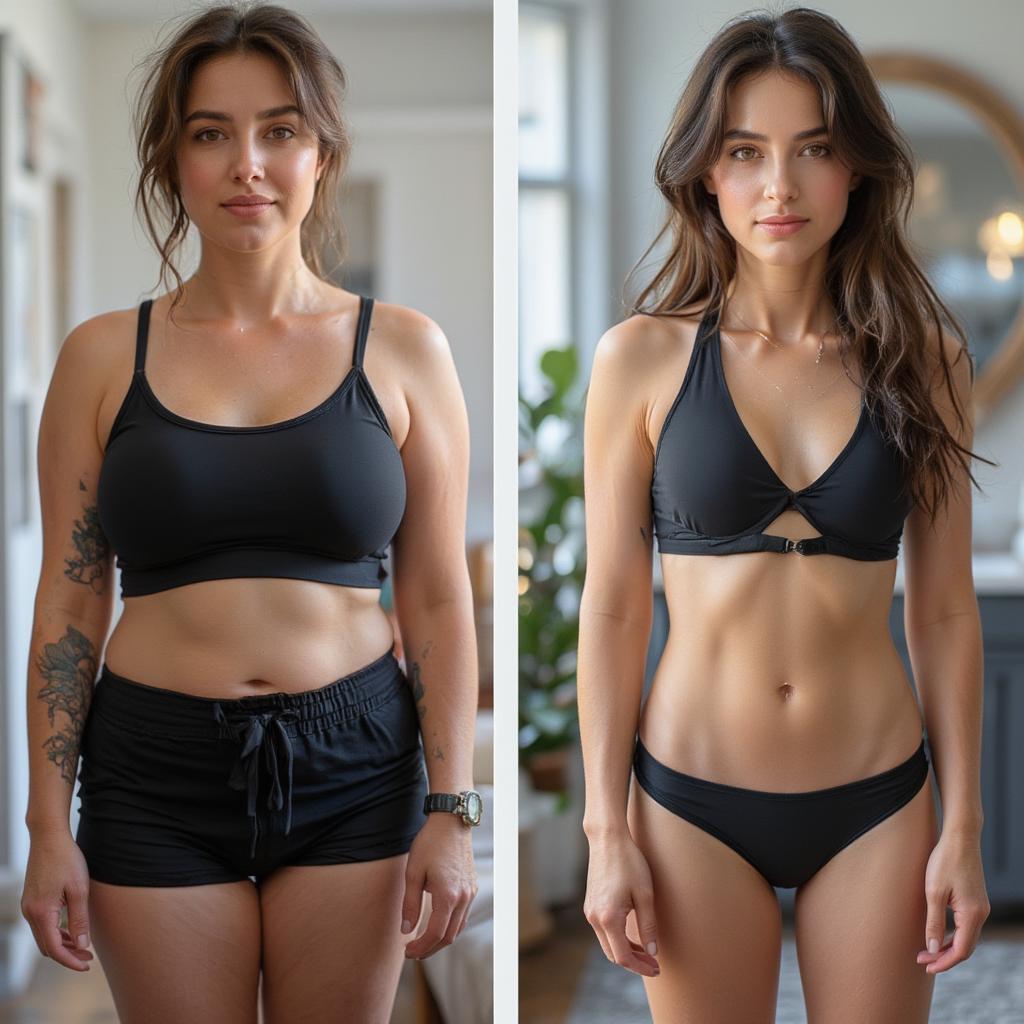 Weight loss before and after woman